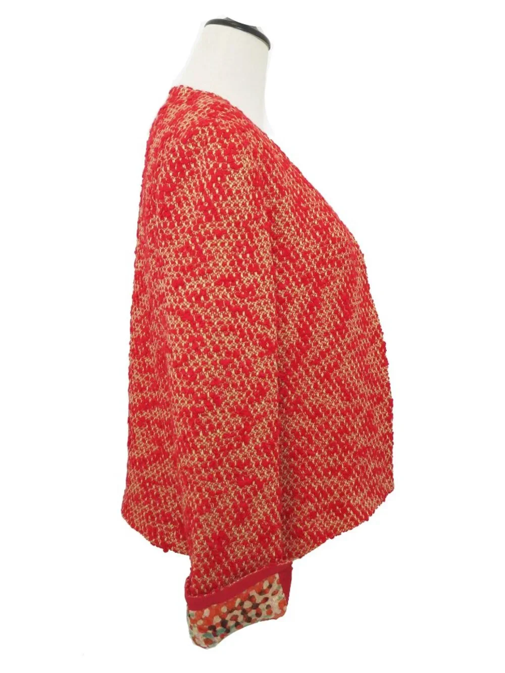 CHANEL 1999 Pre Fall 99A Red Yellow Mottled Boucle Tweed Tank Jacket Twin Set 38